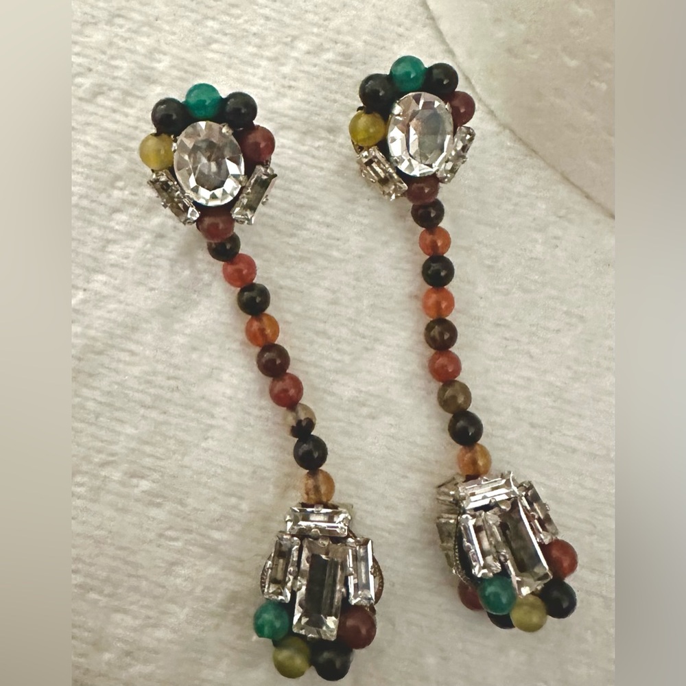 Rada’ Earrings multi color beads with Rhinestones